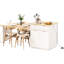 Îlot de cuisine extensible pour 2 à 6 personnes, table coulissante de 130 cm, armoire de 80 x 70 cm, double espace de rangement, station de recharge intégrée, finition blanche, grain de bois naturel avec table 4/6, tiroirs latéraux.-1491169263-1491169261-1491169262