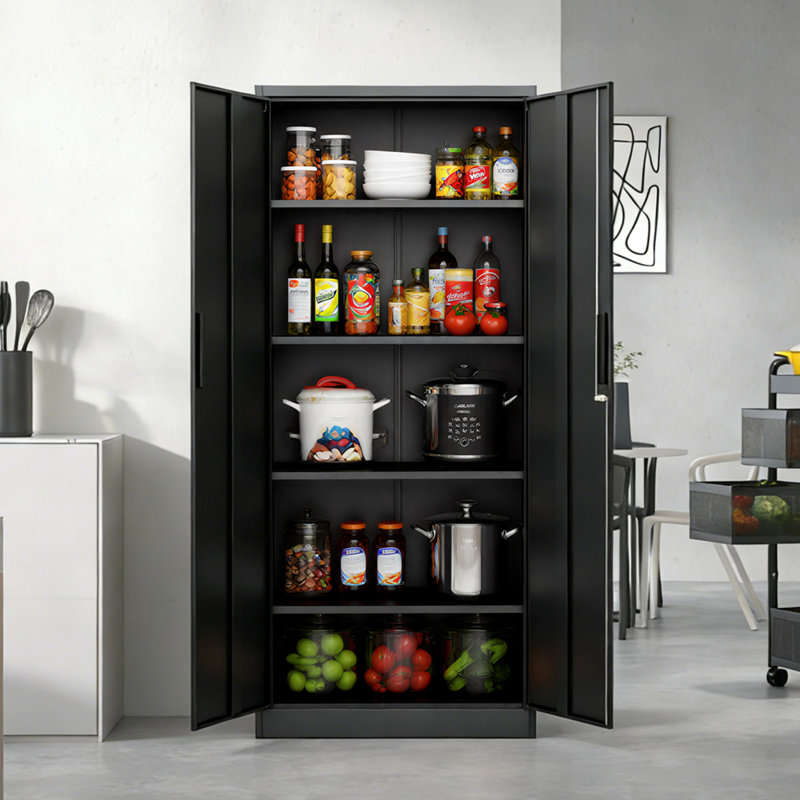 72" Metal Storage Cabinet with Locking Doors & Shelves for Garage, Home Office, Classroom & Pantry