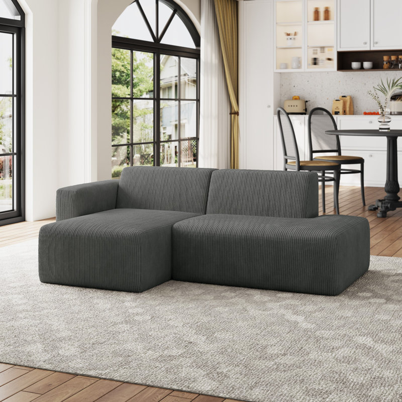 Berlare Modular Corner Sofa, Grey Corduroy, Left Hand Facing
