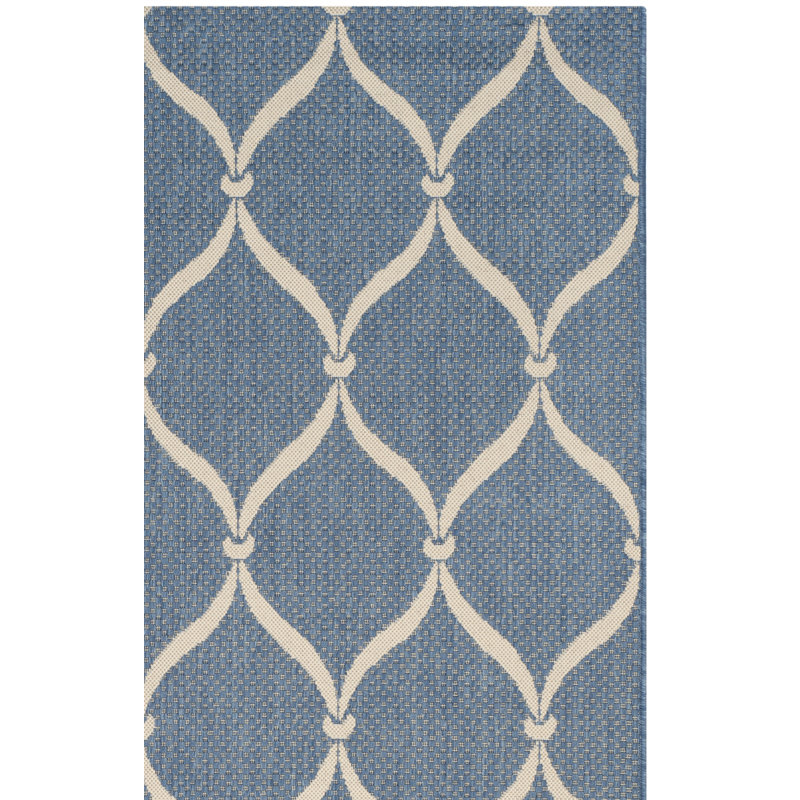 Kusilvak Palmetto Area Indoor/Outdoor Area Rug In Blue / Beige, Runner 2'4" x 12'