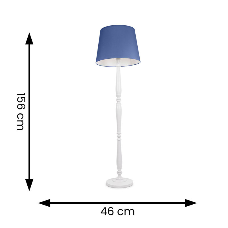 Arialdo 156cm Traditional Floor Lamp, Navy Blue, Matte White