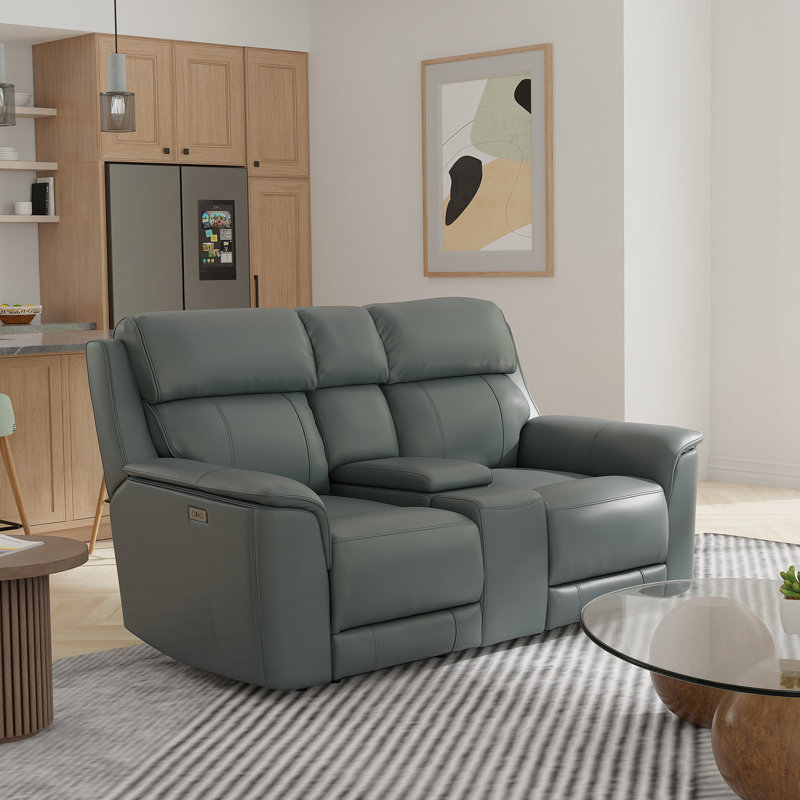 Causeuse inclinable électrique double avec console en saphir, Bleu saphir