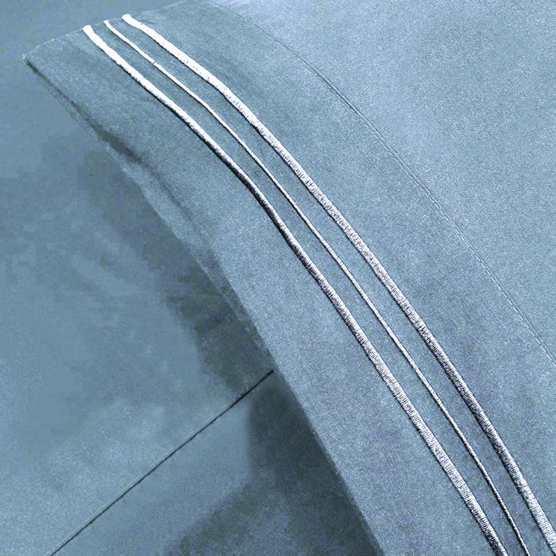 Ensemble de draps-housse en microfibre / polyester , Bleu denim, Complète