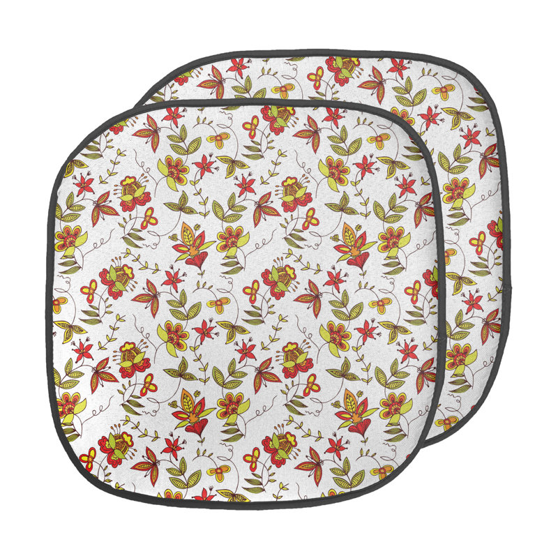 Outdoor 1.38'' Dining Chair Seat Cushion, White/Yellow