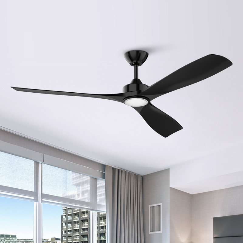 60" Black Industrial Ceiling Fan with LED Light and Remote