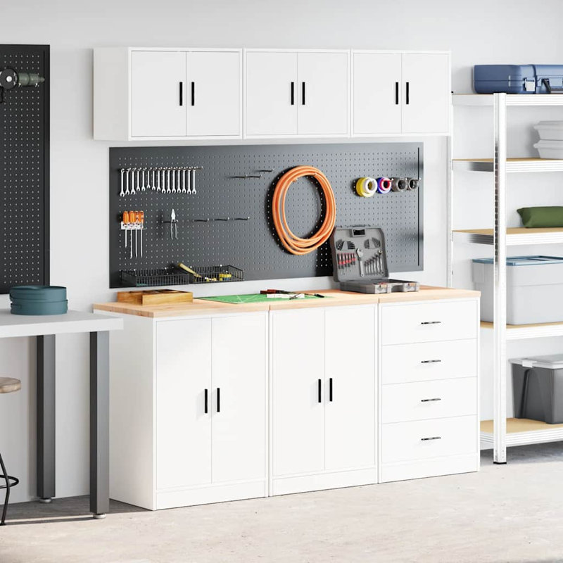 Garage Cabinets 6 Pcs Engineered Wood, White