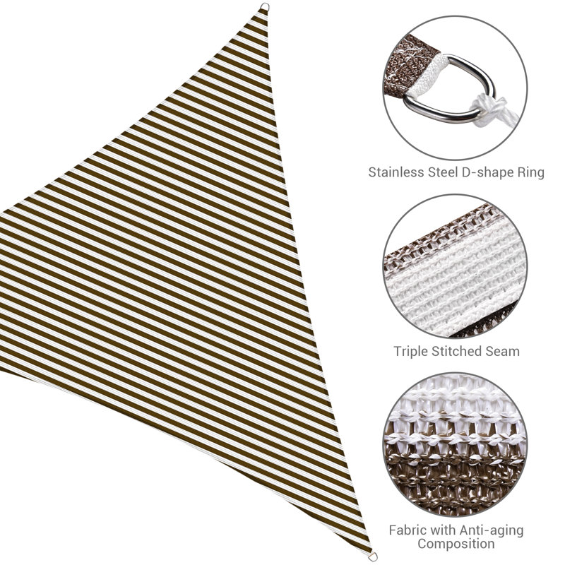 Coffee and White HDPE Triangle Sun Shade Sail for Patio