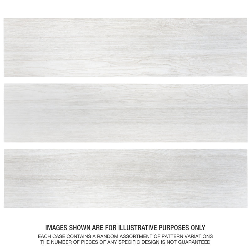 Llama 9" x 36" Porcelain Wood Look Wall and Floor Tile, White