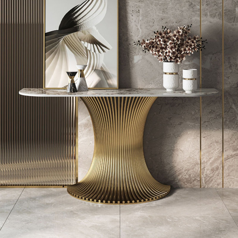 Console en métal de style italien., Doré, 33.8" H x 47.2" W x 15.7" D