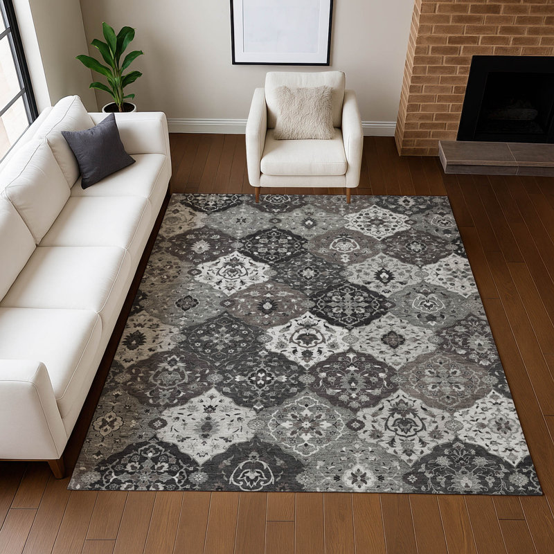 Premium Machine Washable Mayfield AMF2292 Panel Rug, Gray, 10' x 14'