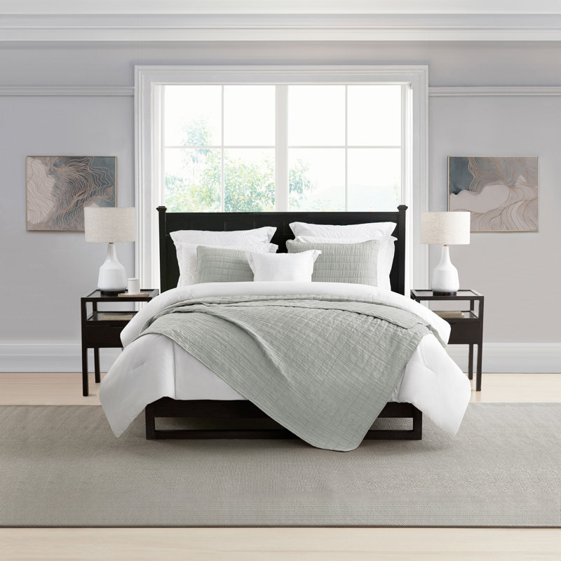 Gray Full Microfiber Reversible Quilt Set