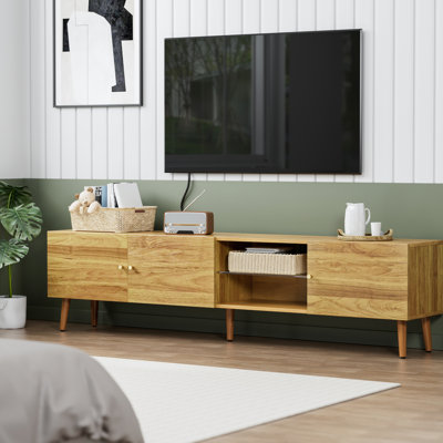 70" Tv Stand With Storage Options, Mid Century Modern, , For Entertainment 70 Inch Modern Table Storage. Material, Classic Design Living Room And Bedroom