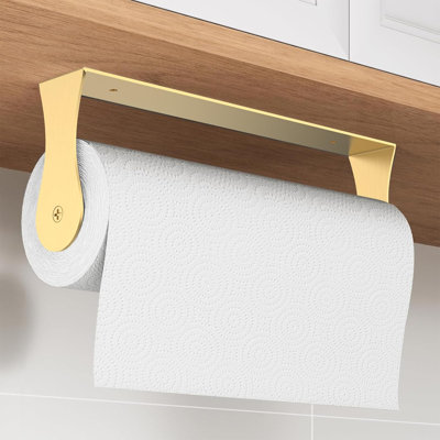 Stainless Steel Under-Cabinet Paper Towel Holder - Wall Mount Or Adhesive For Kitchen/Bathroom