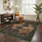Teiarra Tigris Animal Print Machine Washable Clashing Tigers / Obsidian Moss Indoor Area Rug With Non-Slip Backing-757402827-755435149