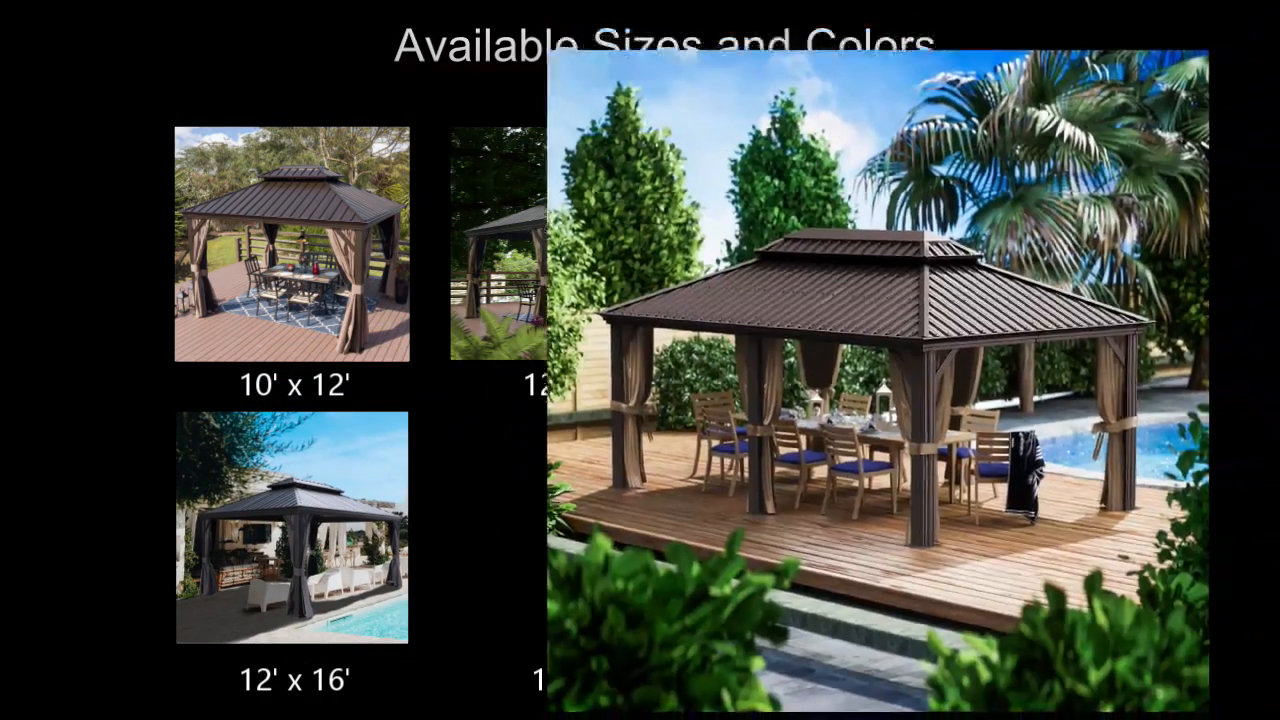 Kozyard Alexander Gray Double Roof Hardtop Gazebo with Privacy