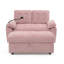 Chaise longue en chenille rembourrée avec dossier réglable, port USB, support pour téléphone et repose-pieds-125006235