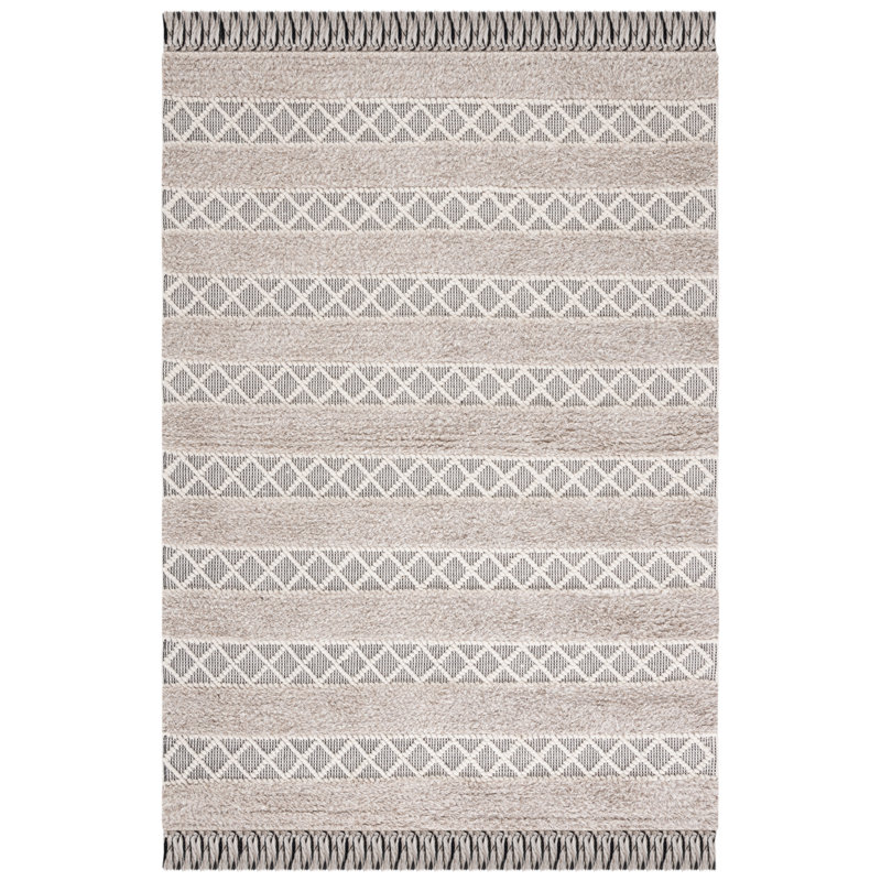 Tapis rayé en laine / coton Ailiedh Vermont, Rectangle 5 pi x 8 pi