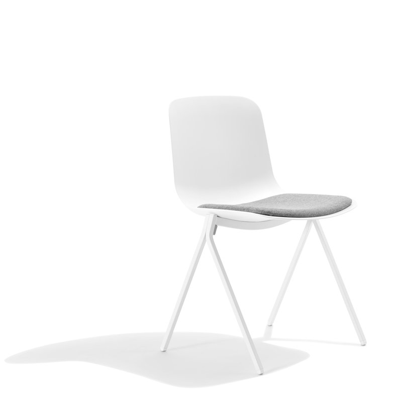Chaise d'appoint Key avec coussin, Blanc, Gris clair