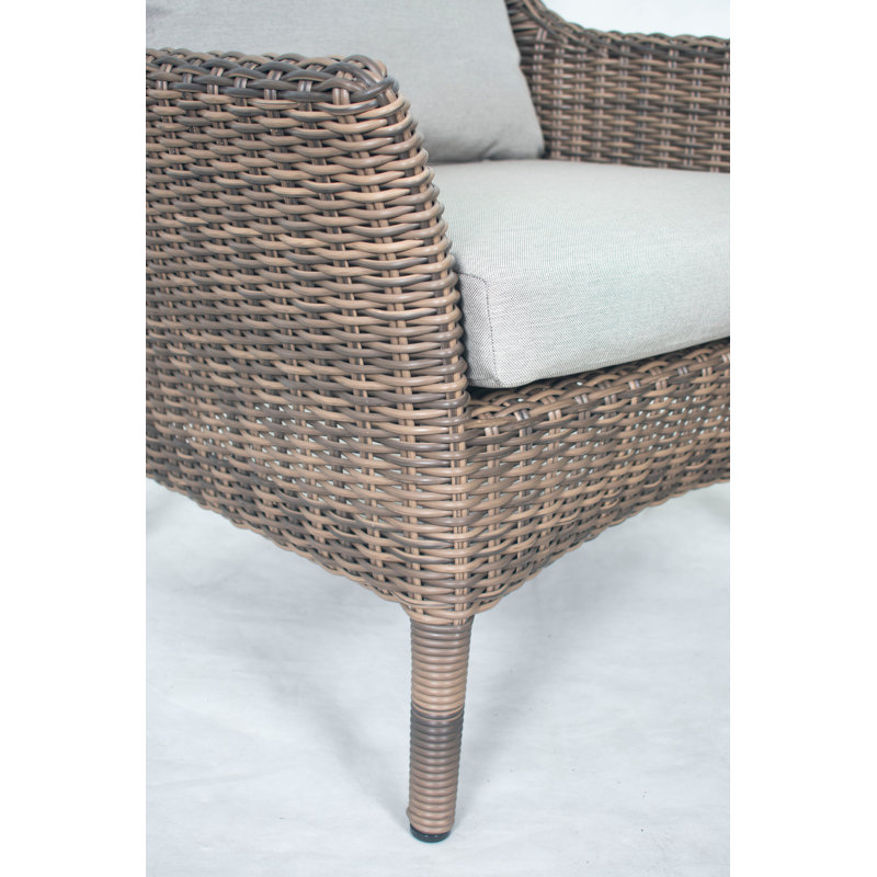 Sea Wattle Brown Wicker Outdoor Lounge Chair with Cushions
