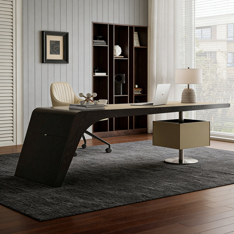 Bureau italien moderne, H 29,53 po x l 70,87 po x P 27,56 po