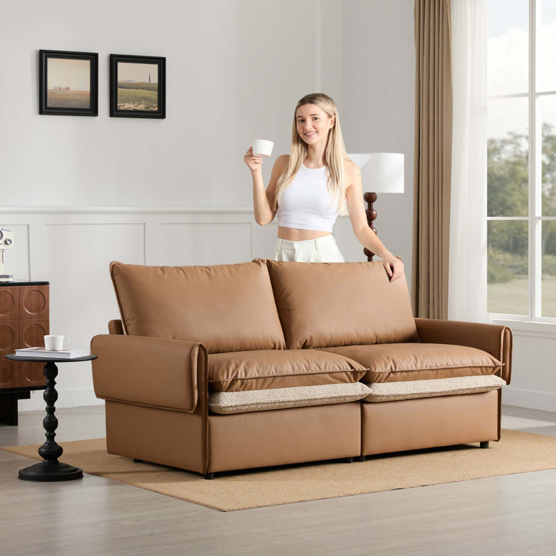 Modern Style Oversized Armchair Accent Chair Single Sofa Lounge Chair, Dark Orange