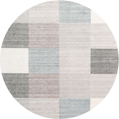 Tapis gris/rose/rouge contemporain