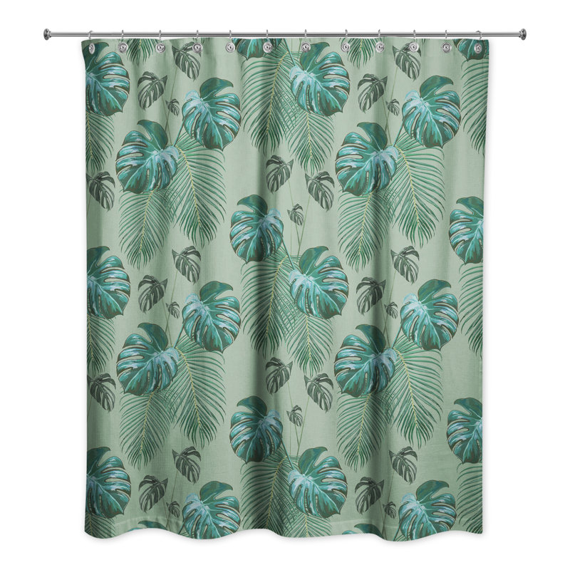 Rideau de douche simple à motif floral, Vert