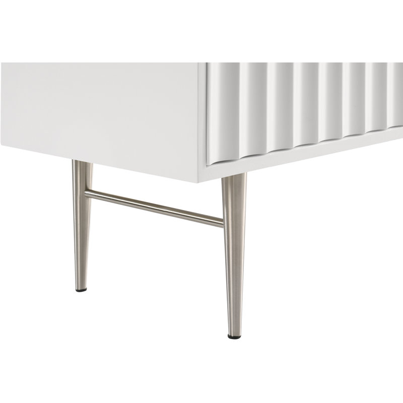 Commode double 4 tiroirs Jayvonni, Blanc / argenté