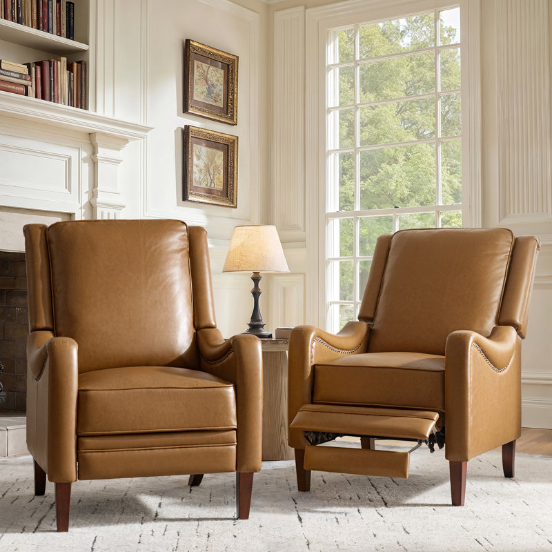 Fauteuil inclinable manuel Anselmo Garner, Similicuir chameau