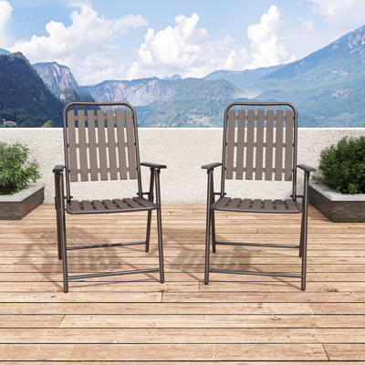 Chaise de salle à manger 2 pièces, aucun assemblage requis, capacité de 350 lb, résistante à la rouille et anti-taches pour balcon / jardin