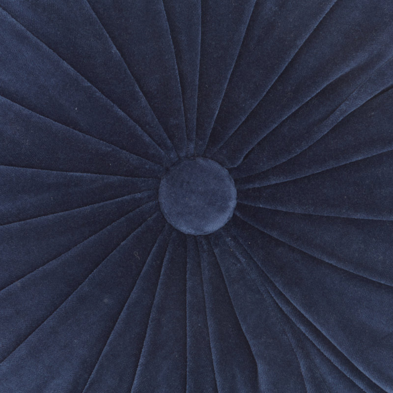  Therese Tufted Round Throw Pillow, Navy, 16'' H X 16'' W