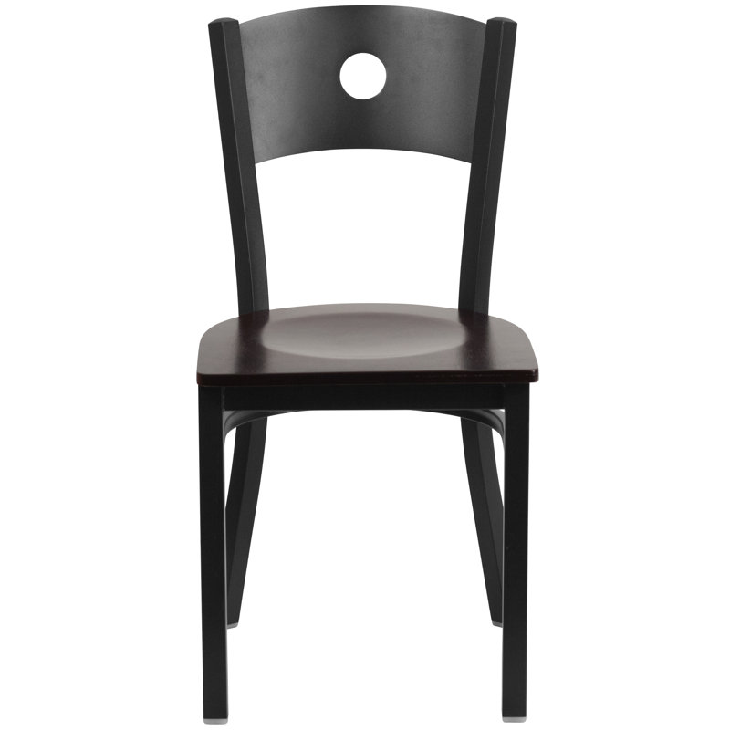 Merlina Circle Back Metal Restaurant Chair, Walnut