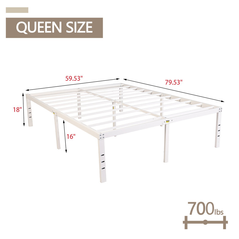 Base de lit plateforme en métal, Grand, Blanc