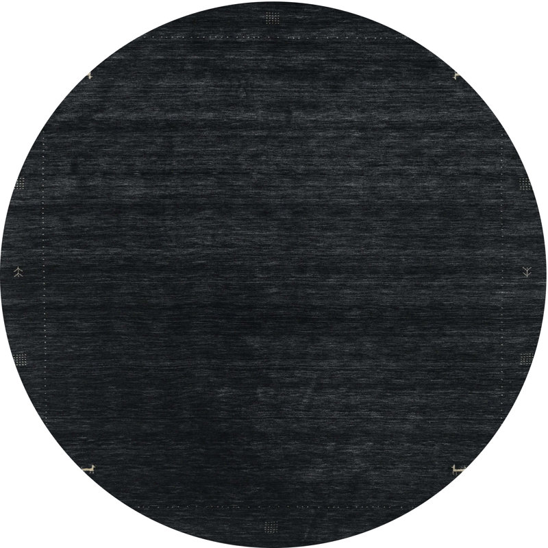 Tapis de zone noire contemporaine, Rond 4 pi