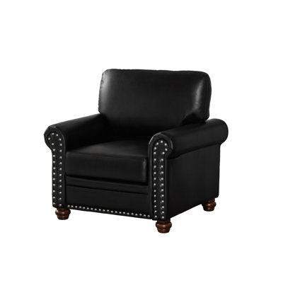 Modern Sofa Living Room Sofa Single Seat Chair With Wood Leg  Faux Leather