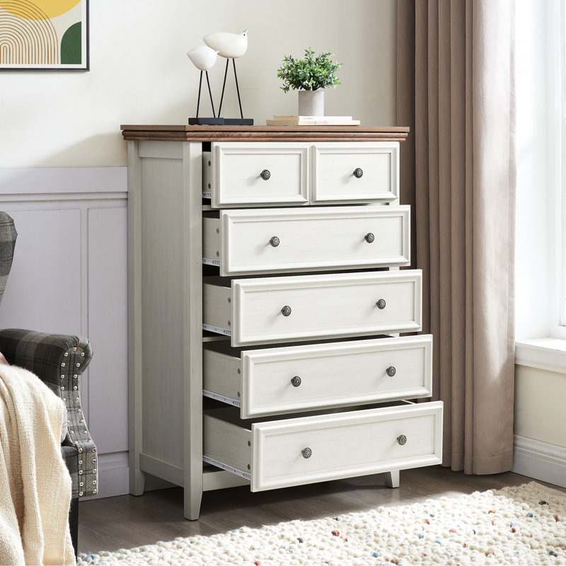 Commode de rangement Beige 6 - Armoire de rangement spacieuse avec comptoir élégant pour la chambre à coucher à 6 tiroirs