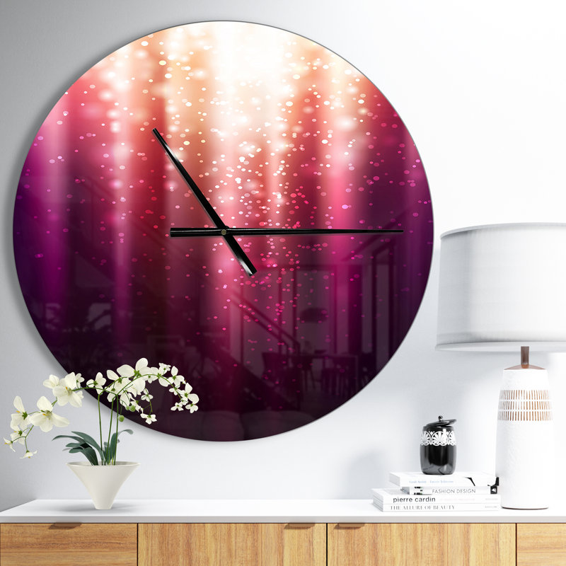 Mauve avec lumière magique - horloge murale moderne, Moyen