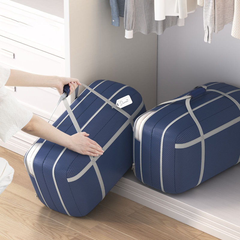 Grand sac de rangement pour couette avec poignées, 100 L, lavable., Navy