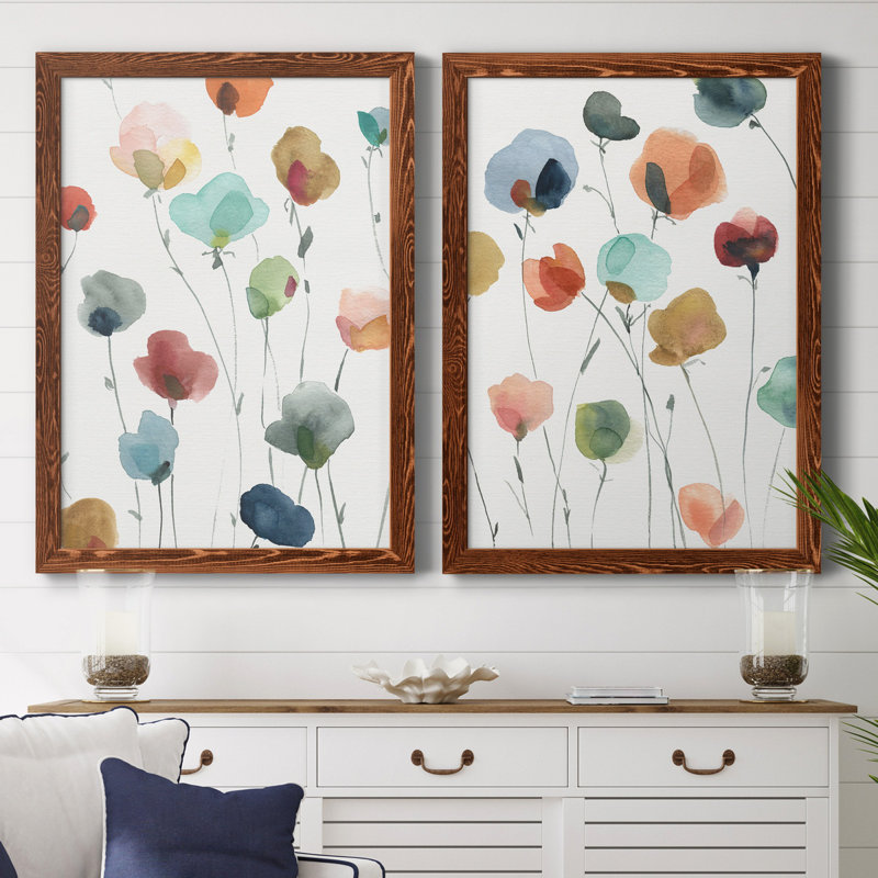 «Lollipop Garden I», ensemble de 2 impressions, Toile encadrée, H 44 po x l 31 po x P 1 po, Noyer