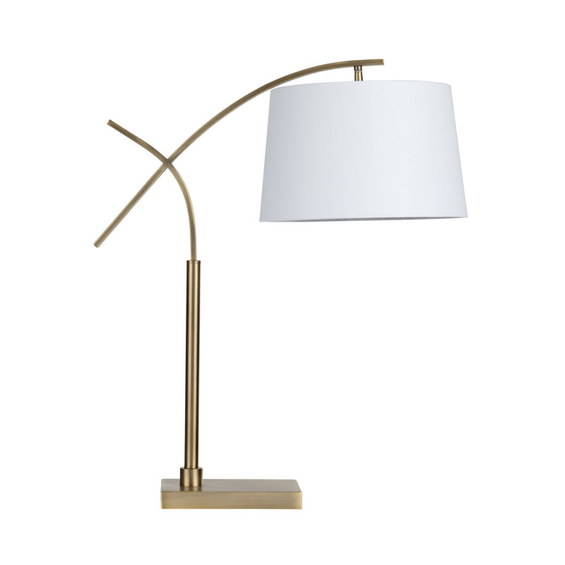 30.25" Metal Table Lamp With White Shade