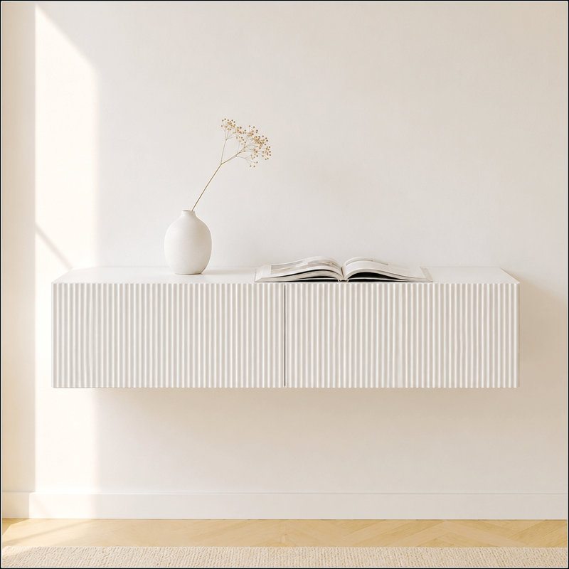 Meuble télé flottant côtelé Modern Handcrafted Modern