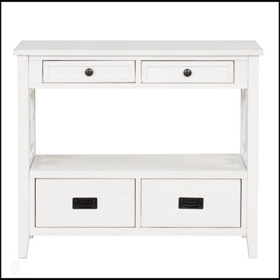 Console en bois de pin de 36 pouces avec tiroirs et tablette pour un rangement polyvalent et un présentoir dans l'entrée, le salon ou le couloir