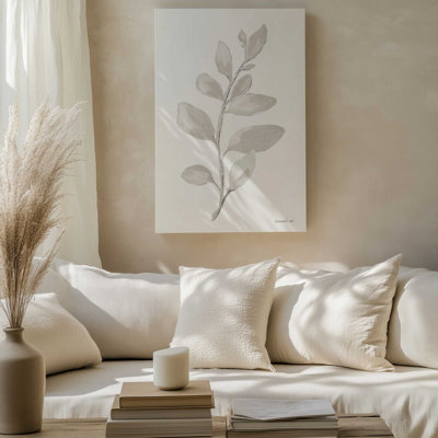 Élégantes feuilles grises I sur toile tendue