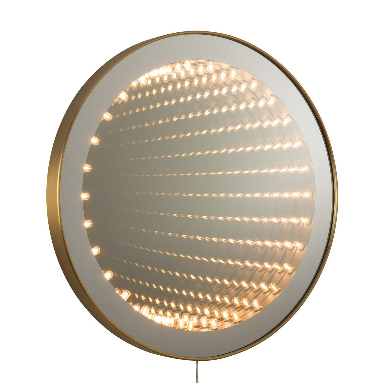 Nova of California Carnival 36 Round LED Infinity Wall Mirror - Brushed  Brass, Touch Dimmer