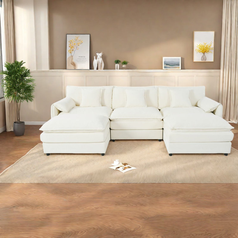 Spacious Modular Sofas, Chenille U-shaped Couch For Modern Living Room