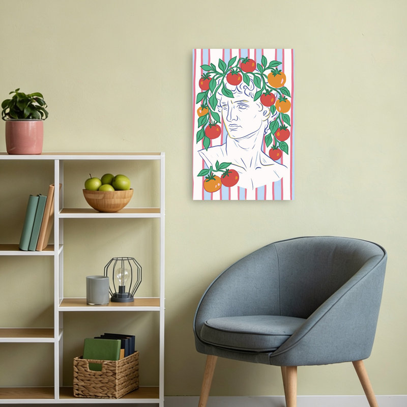 Art mural fantaisiste avec buste de tomate, 24" H x 16" W