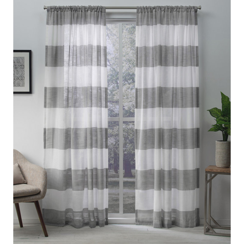 Paire de rideaux transparents avec passe-tringle Ghevont, l 50 po x L 84 po, Gris tourterelle