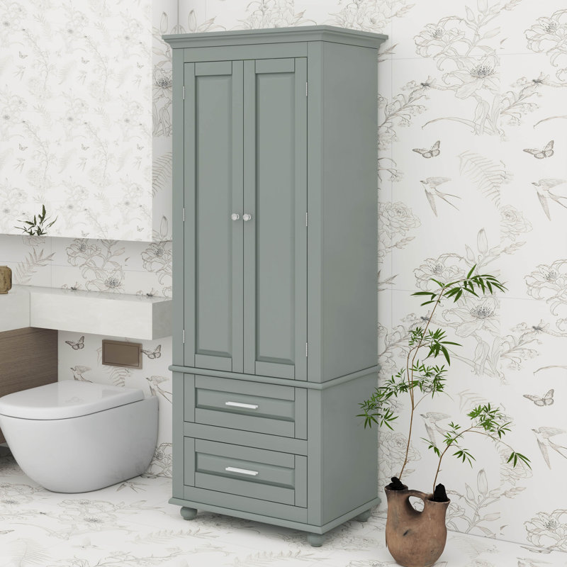 Armoire de rangement haute avec 2 tiroirs, Gris