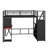 Full Size Metal Loft Bed With Built-In Work Station, Wardrobe, Storage Staircase And LED