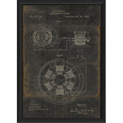 « tesla alternating motor brevet », impression encadrée